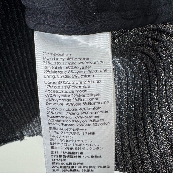 3.1 Philip Lim Metallic Silver Black Brocade Ribbed Knit Cap Sleeve Blouse Top - Picture 7 of 13